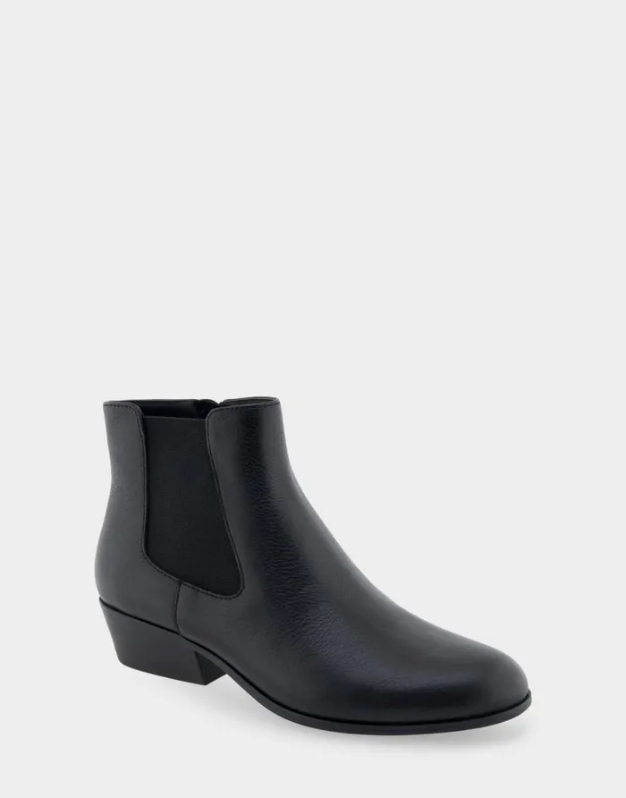 Aerosoles Comfortable Women039s Ankle Boot In Black Genuine Leather Black Genuine Leather Women Ankle Boots
