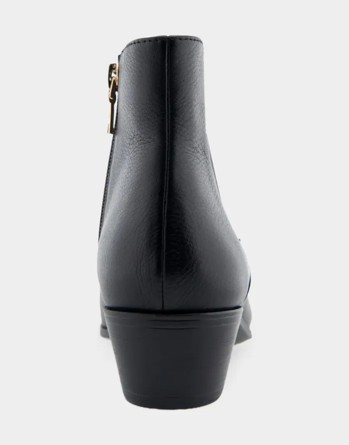Aerosoles Comfortable Women039s Ankle Boot In Black Genuine Leather Black Genuine Leather Women Ankle Boots