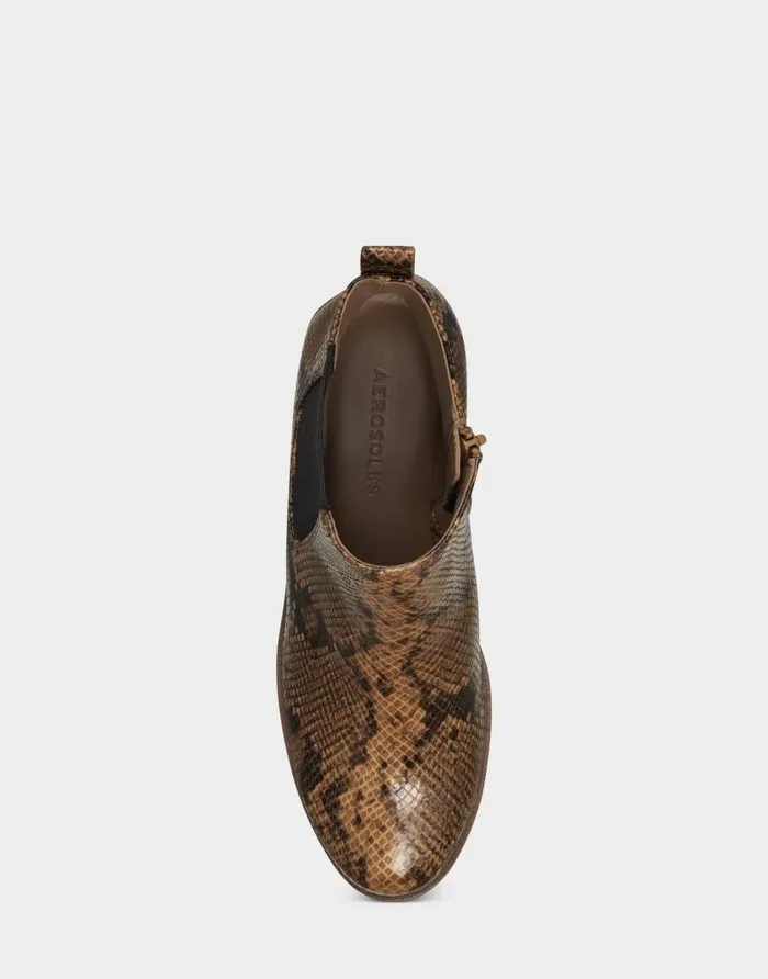 Aerosoles Comfortable Women039s Ankle Boot In Brown Faux Leather Brown Snake Women Wedges