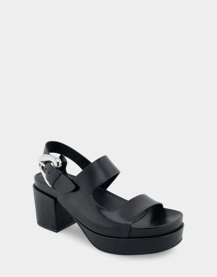 Aerosoles Comfortable Women039s Asymmetrical Molded Footbed Platform Sandal In Black Leather Black Leather Women Platforms