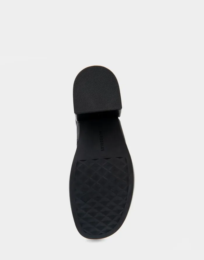 Aerosoles Comfortable Women039s Asymmetrical Molded Footbed Platform Sandal In Black Leather Black Leather Women Platforms