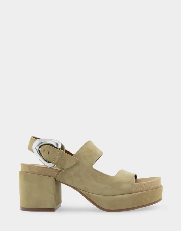 Aerosoles Comfortable Women039s Asymmetrical Molded Footbed Platform Sandal In Olive Branch Suede Olive Branch Suede Women Platforms