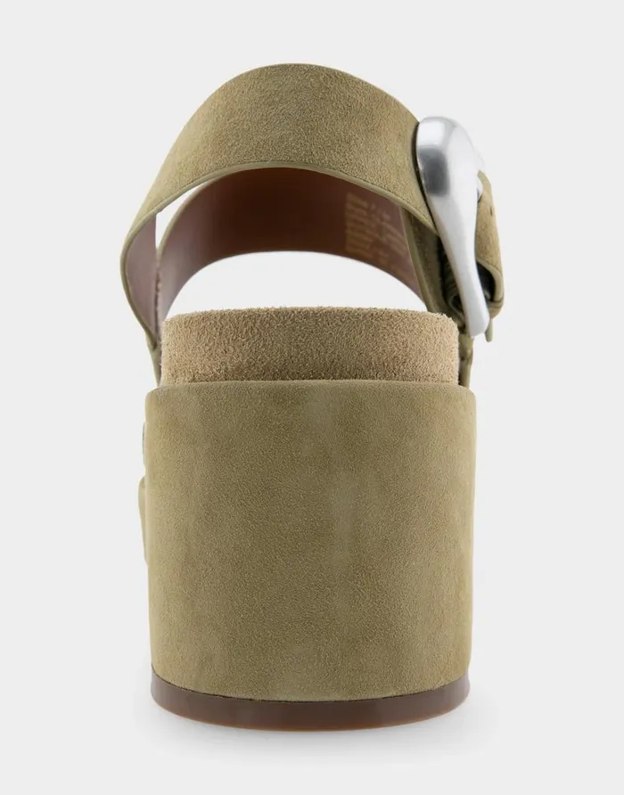 Aerosoles Comfortable Women039s Asymmetrical Molded Footbed Platform Sandal In Olive Branch Suede Olive Branch Suede Women Platforms