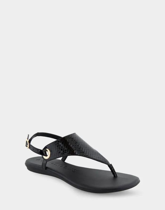 Aerosoles Comfortable Women039s Back Strap Thong Sandal In Black Snake Patent Faux Leather Black Snake Patent Faux Leather Women Flats