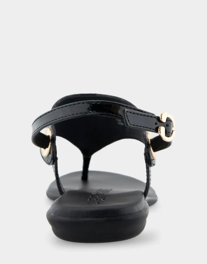 Aerosoles Comfortable Women039s Back Strap Thong Sandal In Black Snake Patent Faux Leather Black Snake Patent Faux Leather Women Flats