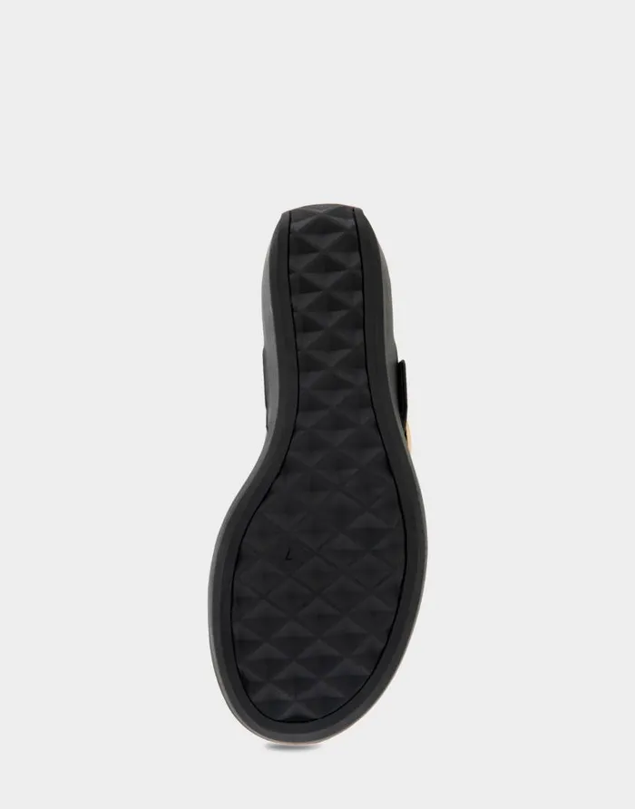 Aerosoles Comfortable Women039s Buckle Detail Wedge Thong Sandal In Black Faux Leather Black Faux Leather Women Clogs and Mules