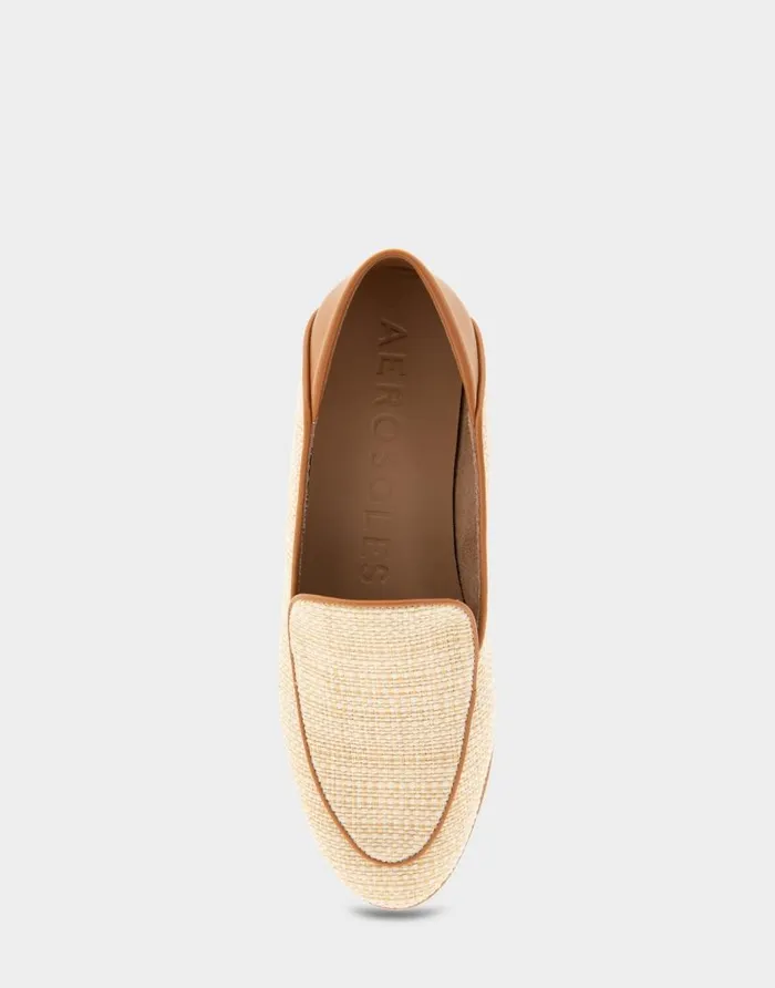 Aerosoles Comfortable Women039s Collapsible Back Loafer In Natural Raffia Combo Raffia Fabric Natural Raffia Women Loafers