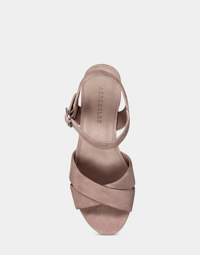 Aerosoles Comfortable Women039s Crisscross Platform Sandal In Blush Suede Blush Suede Women Platforms