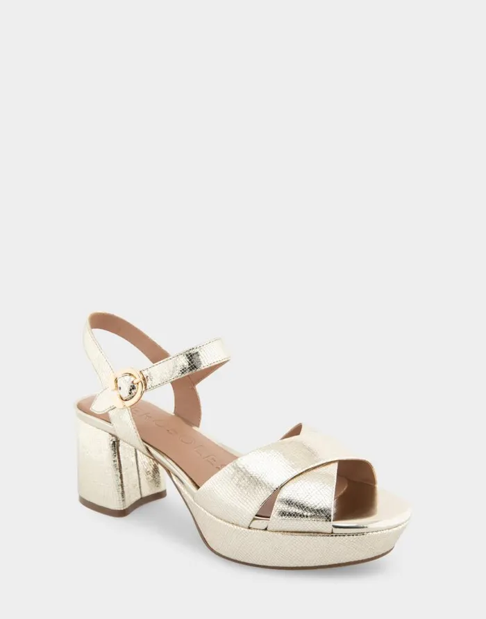 Aerosoles Comfortable Women039s Crisscross Platform Sandal In Gold Textured Metallic Leather Gold Textured Metallic Leather Women Platforms