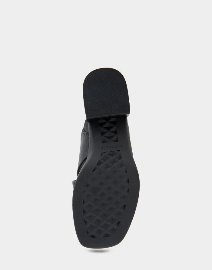 Aerosoles Comfortable Women039s Crisscross Slip On Low Block Heel Sandal In Black Faux Leather Black Faux Leather Women Wide Width Sandals