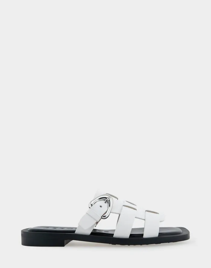 Aerosoles Comfortable Women039s Fisherman Flat Slide Sandal In White Leather White Leather Women Flats Aerosoles Comfortable Women039s Fisherman Flat Slide Sandal In White Leather White Leather Women Flats