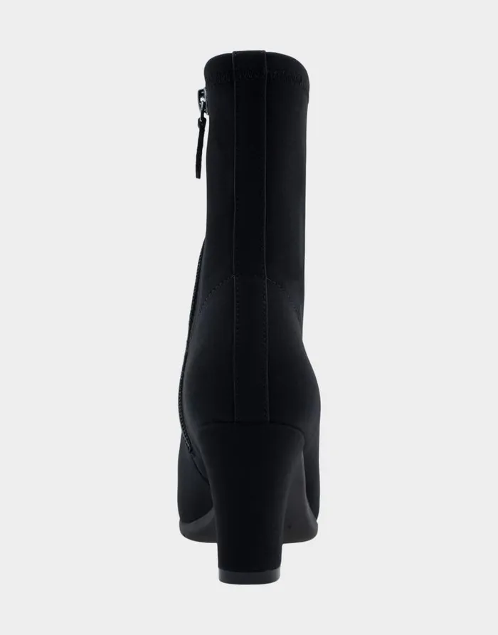 Aerosoles Comfortable Women039s Heeled Ankle Boot In Black Stretch Gabardine Fabric Black Stretch Gabardine Fabric Women Ankle Boots
