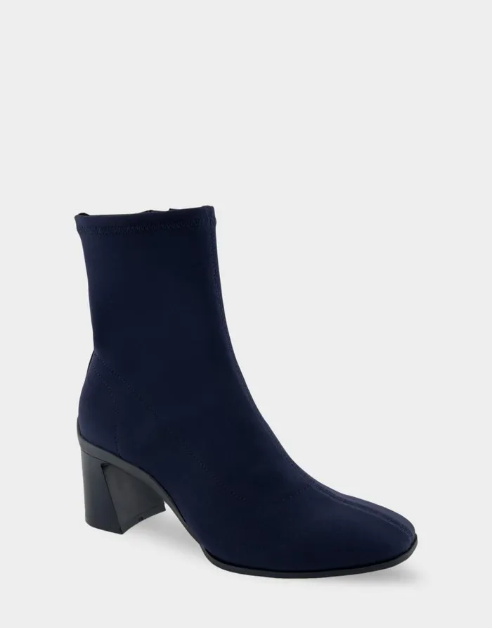 Aerosoles Comfortable Women039s Heeled Ankle Boot In Navy Stretch Gabardine Fabric Navy Stretch Gabardine Fabric Women Heeled Boots