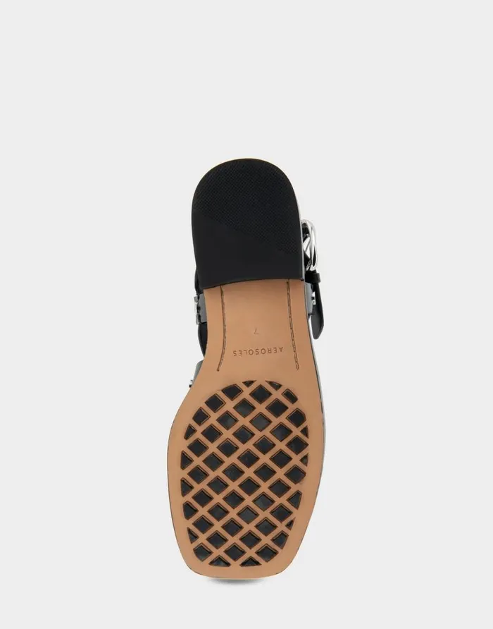 Aerosoles Comfortable Women039s Multi Strap Flat Sandal In Black Leather Black Leather Women Clogs and Mules