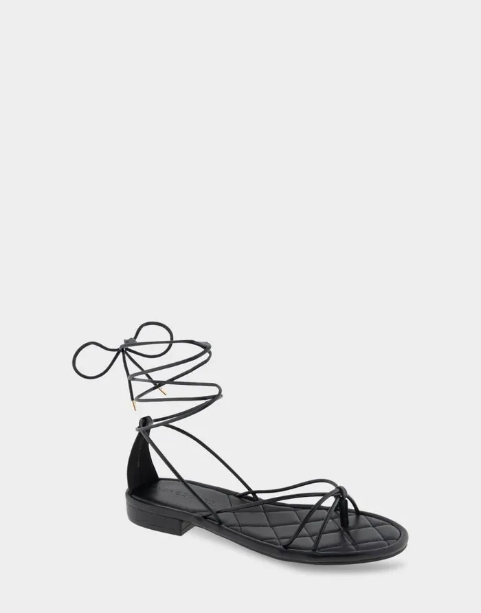Aerosoles Comfortable Women039s Multi Strap Lace Up Sandal In Black Faux Leather Black Faux Leather Women Flats