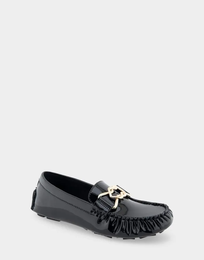 Aerosoles Comfortable Women039s Ornamented Driver In Black Patent Faux Leather Black Patent Faux Leather Women Loafers