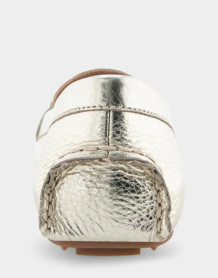Aerosoles Comfortable Women039s Ornamented Driver In Soft Gold Leather Soft Gold Leather Women Loafers