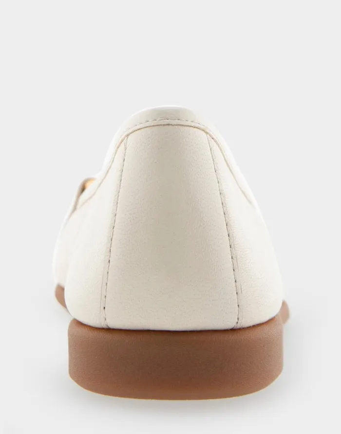 Aerosoles Comfortable Women039s Ornamented Flat In Off White Genuine Leather Eggnog Genuine Leather Women Ballet