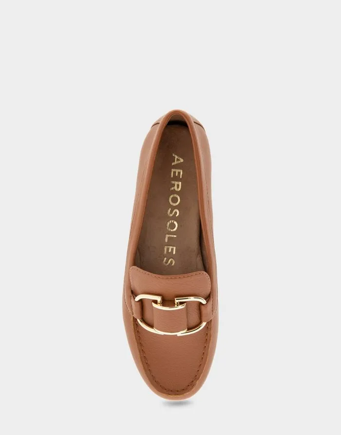 Aerosoles Comfortable Women039s Ornamented Loafer In Tan Faux Leather Tan Faux Leather Women Wide Width Flats