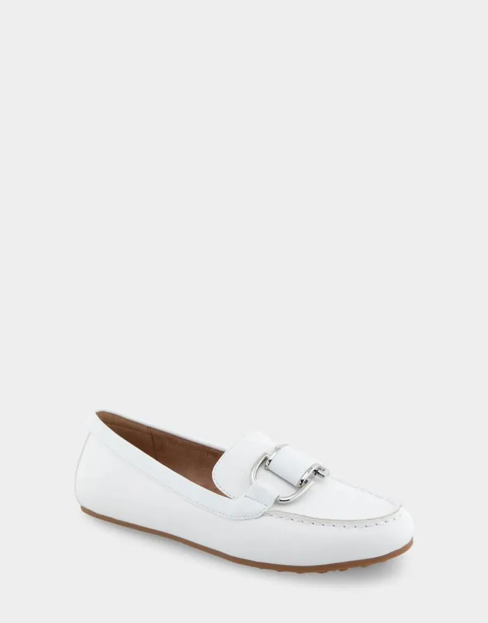 Aerosoles Comfortable Women039s Ornamented Loafer In White Faux Leather White Faux Leather Women Loafers