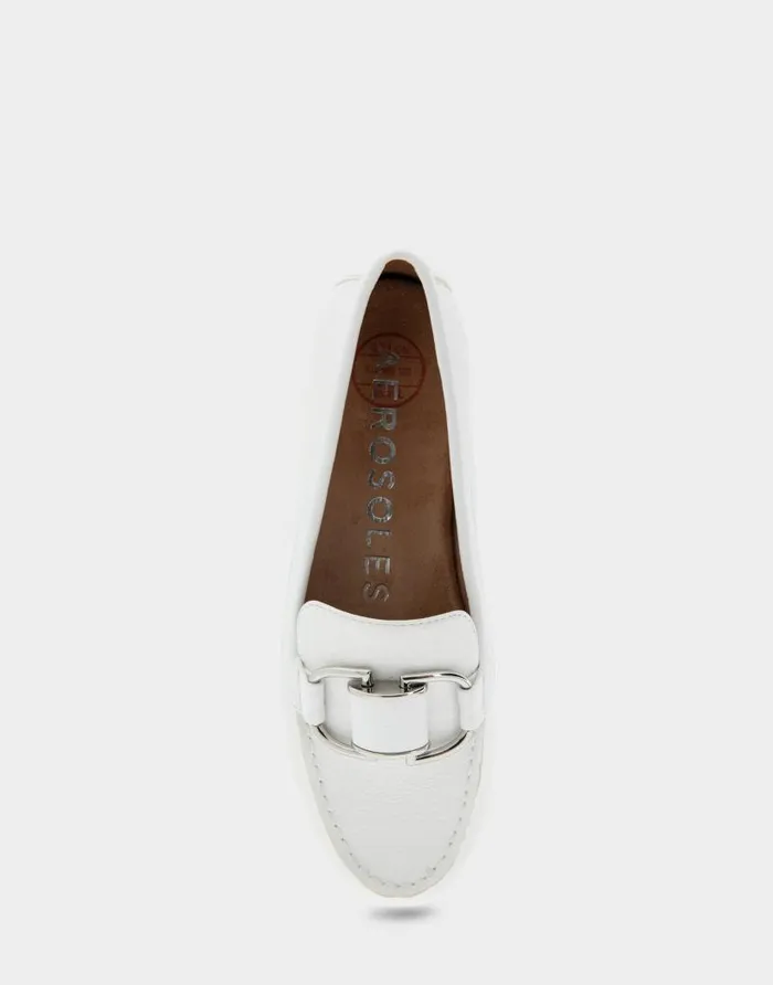 Aerosoles Comfortable Women039s Ornamented Loafer In White Faux Leather White Faux Leather Women Loafers