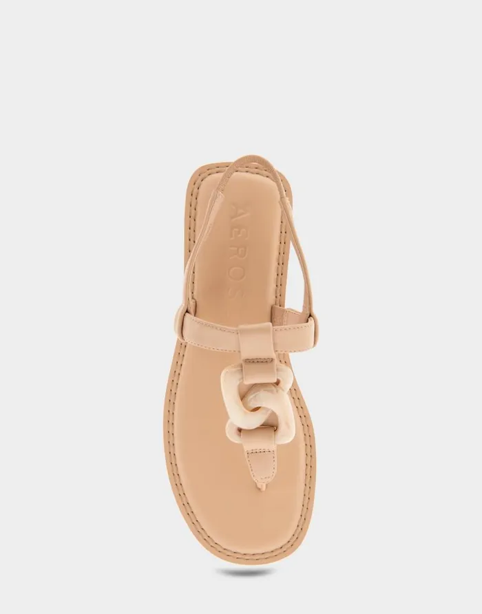 Aerosoles Comfortable Women039s Ornamented Slingback Strap Thong Sandal In Cipria Faux Leather Cipria Faux Leather Women Flats