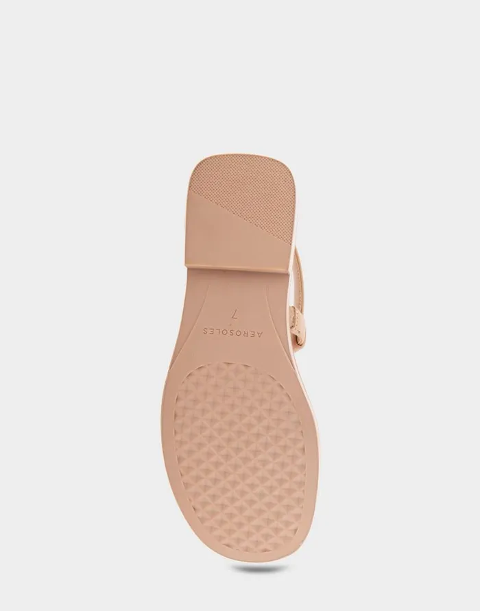 Aerosoles Comfortable Women039s Ornamented Slingback Strap Thong Sandal In Cipria Faux Leather Cipria Faux Leather Women Flats