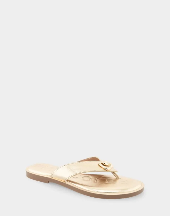 Aerosoles Comfortable Women039s Ornamented Thong Sandal In Soft Gold Faux Leather Soft Gold Faux Leather Women Clogs and Mules