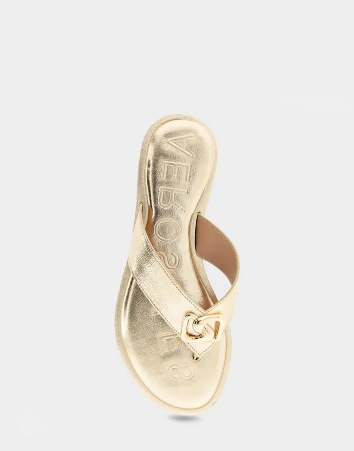 Aerosoles Comfortable Women039s Ornamented Thong Sandal In Soft Gold Faux Leather Soft Gold Faux Leather Women Clogs and Mules