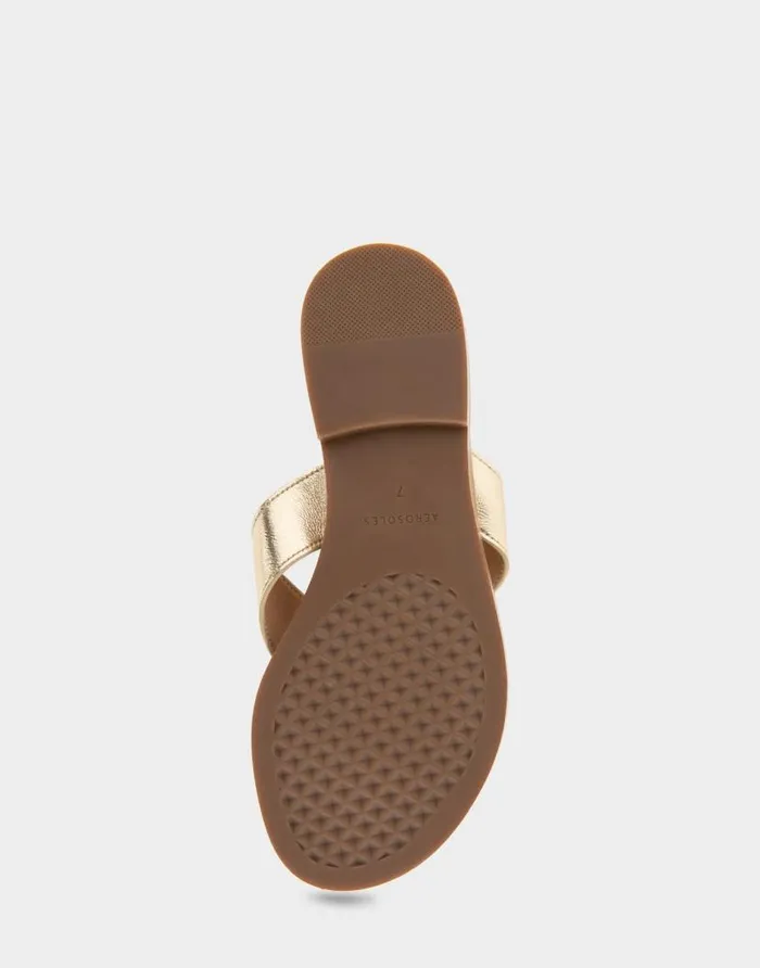 Aerosoles Comfortable Women039s Ornamented Thong Sandal In Soft Gold Faux Leather Soft Gold Faux Leather Women Clogs and Mules