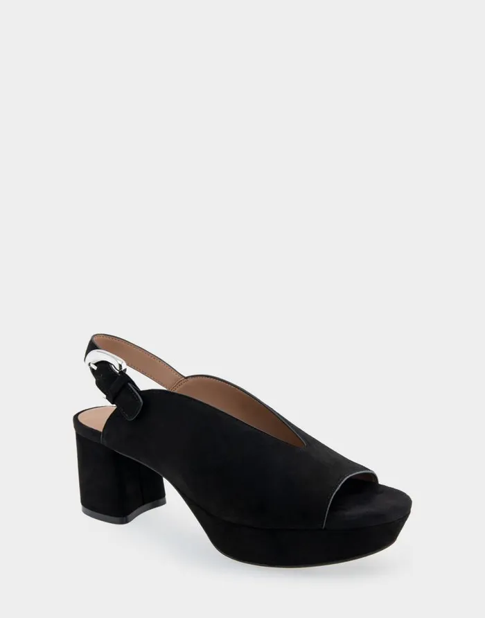 Aerosoles Comfortable Women039s Peep Toe Platform Sandal In Black Suede Black Suede Women Wide Width Sandals