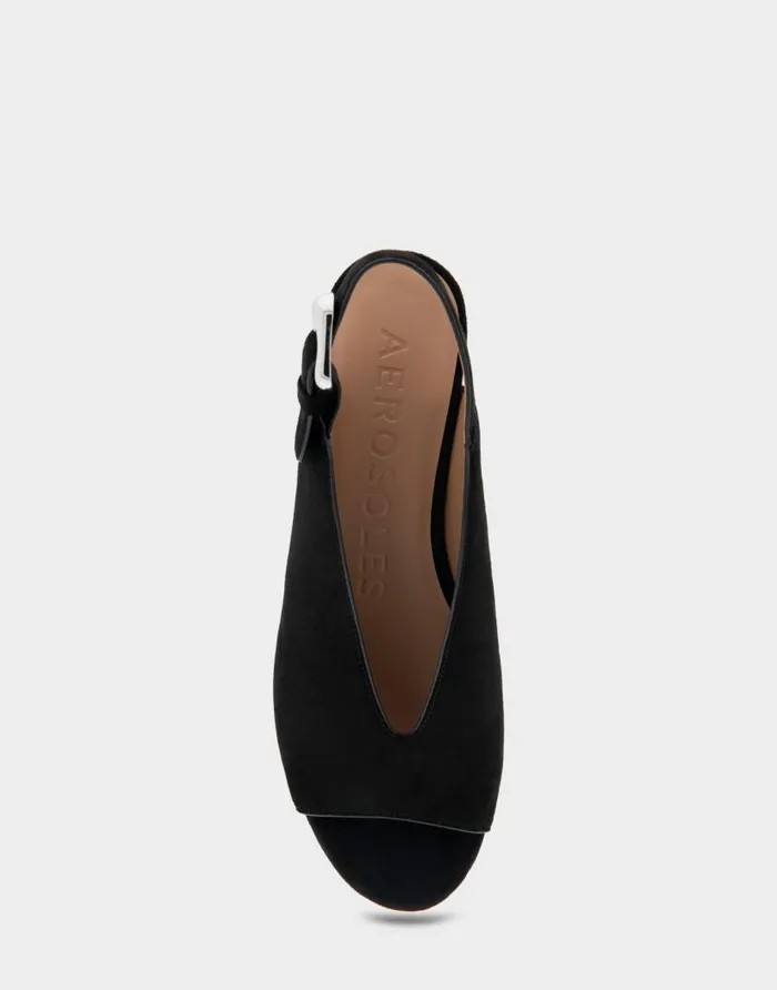 Aerosoles Comfortable Women039s Peep Toe Platform Sandal In Black Suede Black Suede Women Wide Width Sandals