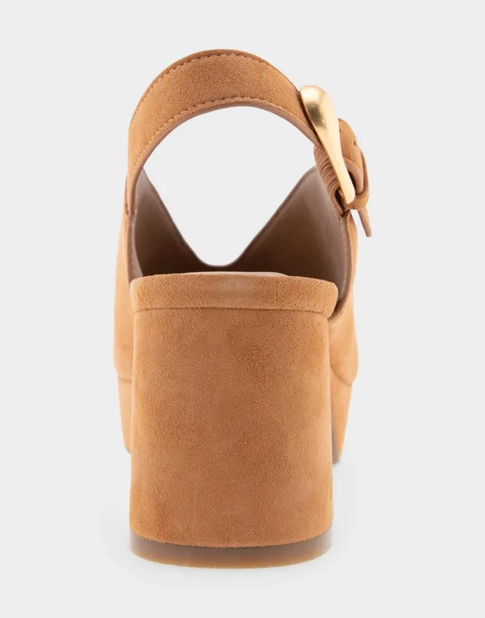 Aerosoles Comfortable Women039s Peep Toe Platform Sandal In Tan Suede Tan Suede Women Clogs and Mules