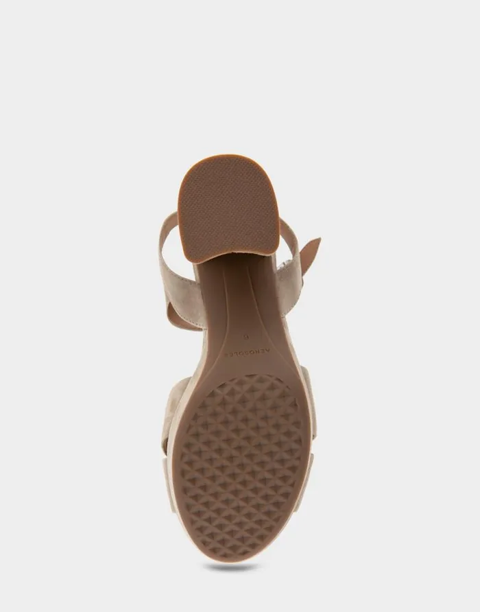 Aerosoles Comfortable Women039s Platform Sandal In Beige Genuine Suede Trench Coat Genuine Suede Women Dress