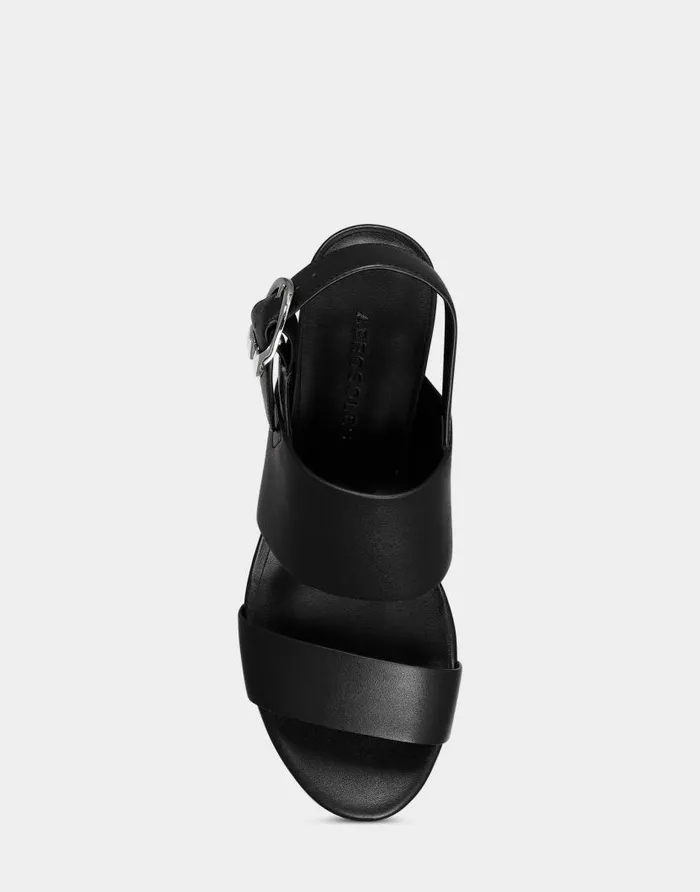Aerosoles Comfortable Women039s Platform Sandal In Black Leather Black Leather Women Wide Width Heels
