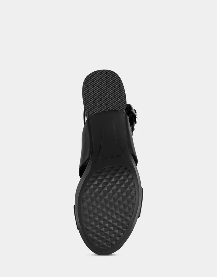 Aerosoles Comfortable Women039s Platform Sandal In Black Leather Black Leather Women Wide Width Heels
