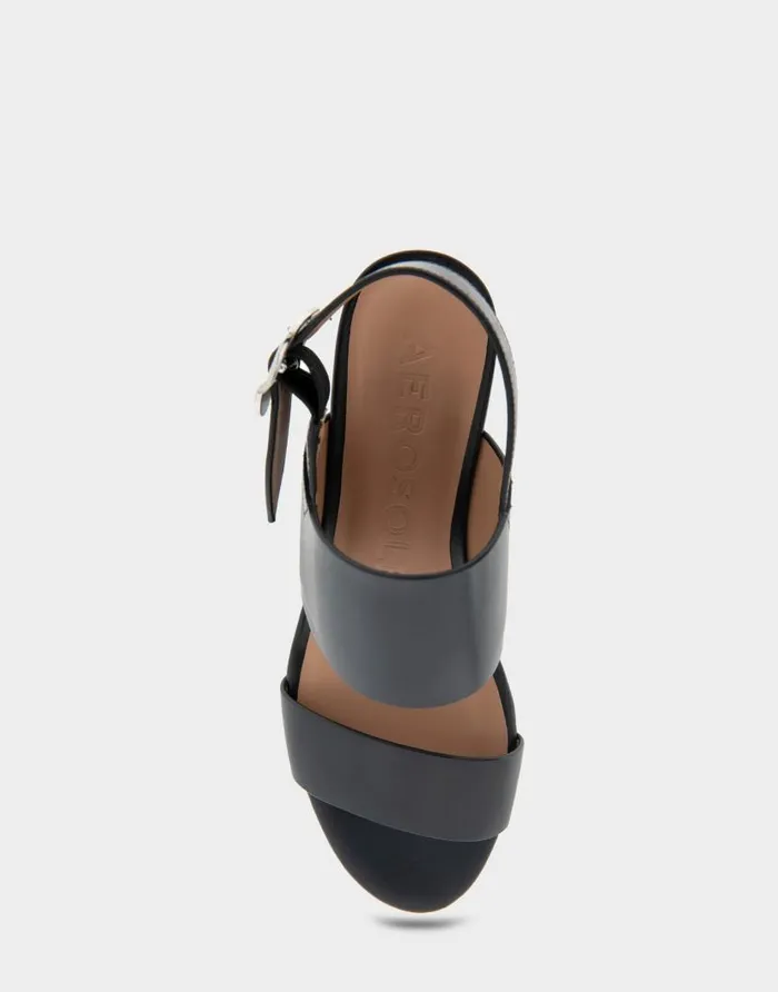 Aerosoles Comfortable Women039s Platform Sandal In Black Leather Combo Leather Black Leather Combo Women Platforms