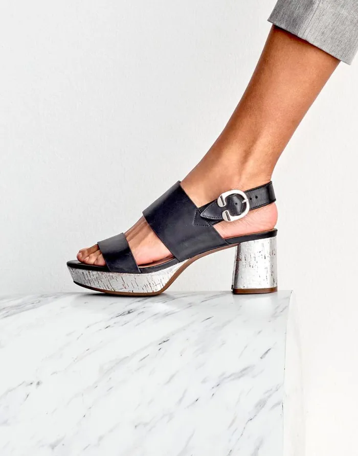 Aerosoles Comfortable Women039s Platform Sandal In Black Leather Combo Leather Black Leather Combo Women Platforms