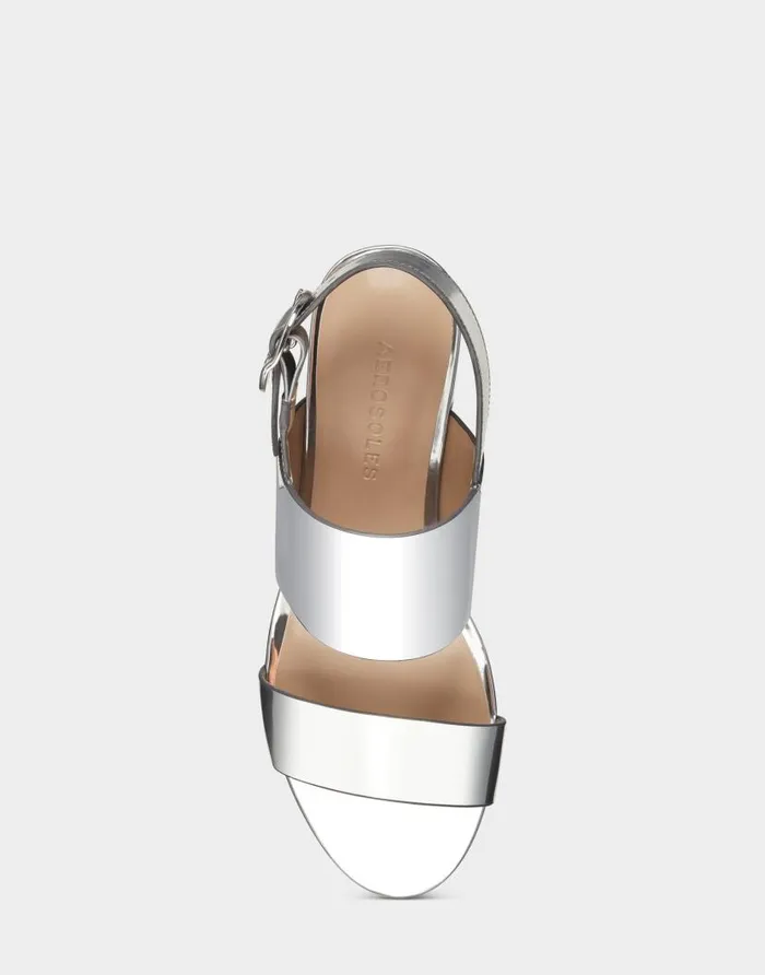 Aerosoles Comfortable Women039s Platform Sandal In Silver Metallic Faux Leather Silver Metallic Women Platforms