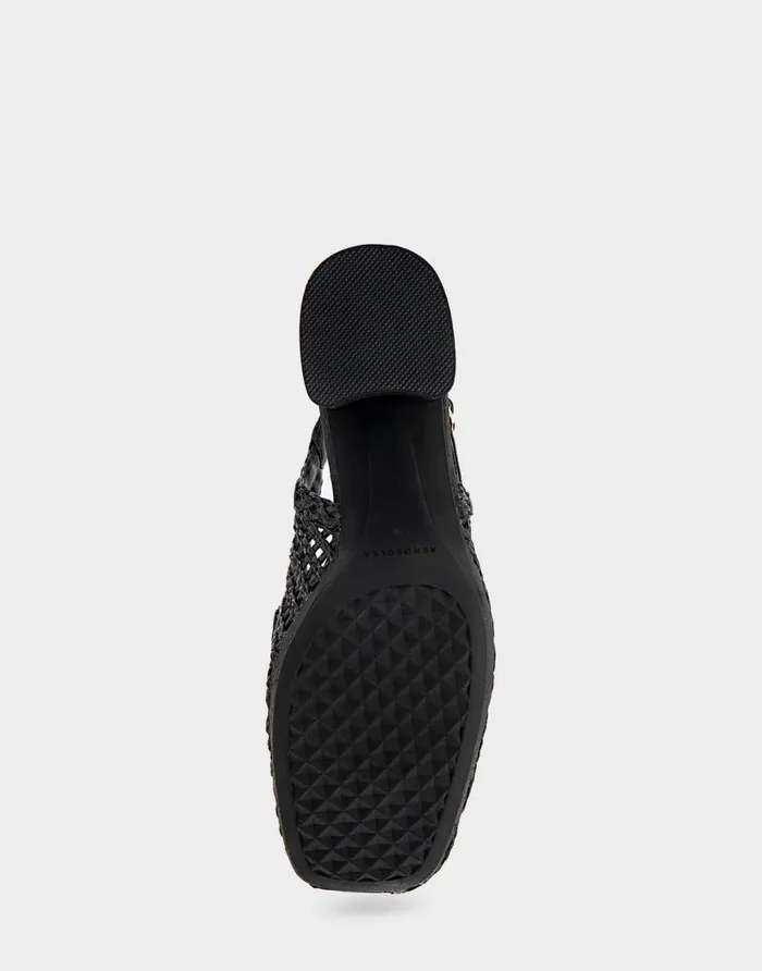 Aerosoles Comfortable Women039s Platform Slingback In Black Raffia Fabric Black Women Dress