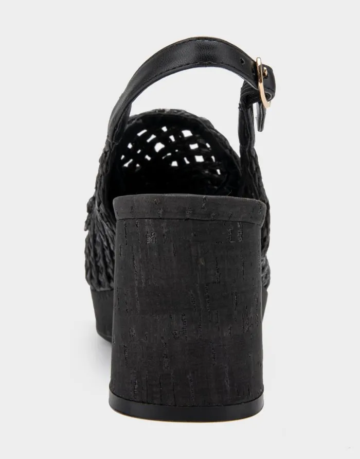 Aerosoles Comfortable Women039s Platform Slingback In Black Raffia Fabric Black Women Dress
