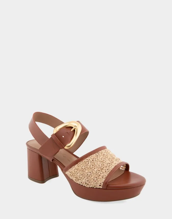 Aerosoles Comfortable Women039s Quarter Strap Platform Sandal In Natural Raffia Combo Raffia Fabric Natural Raffia Combo Women Clogs and Mules