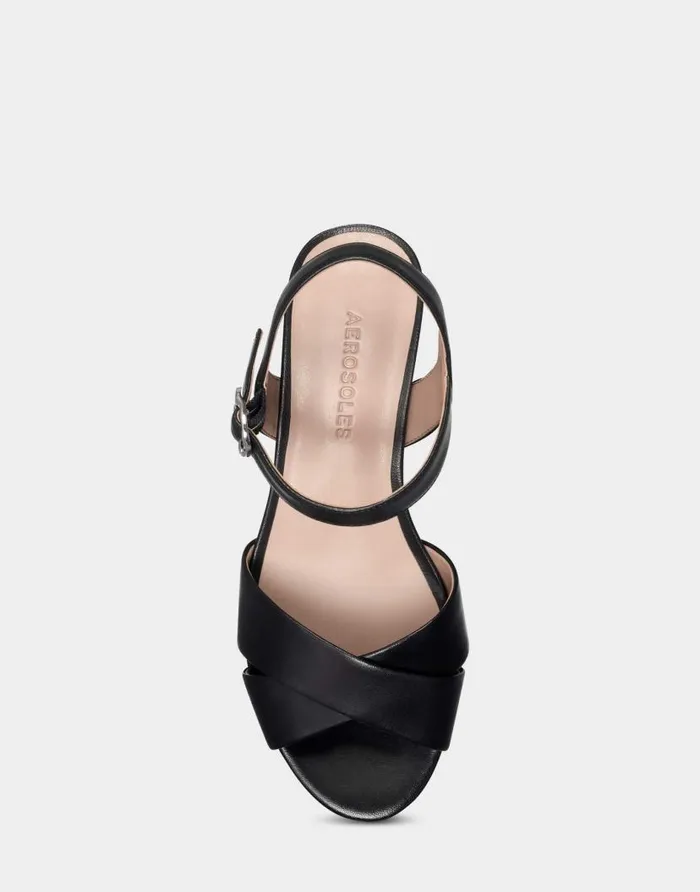 Aerosoles Comfortable Women039s Sandal In Black Genuine Leather Black Leather Women Platforms