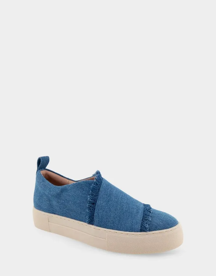 Aerosoles Comfortable Women039s Slip On Hidden Wedge Sneaker In Denim Fabric Denim Fabric Denim Fabric Women Flatforms