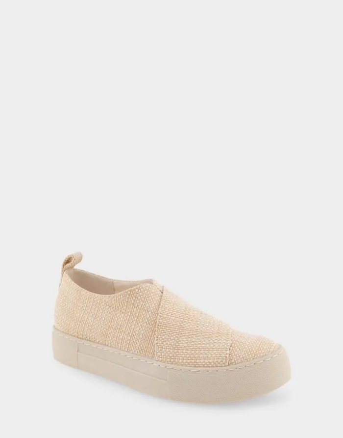 Aerosoles Comfortable Women039s Slip On Hidden Wedge Sneaker In Sand Raffia Combo Raffia Fabric Sand Raffia Combo Women Clogs and Mules