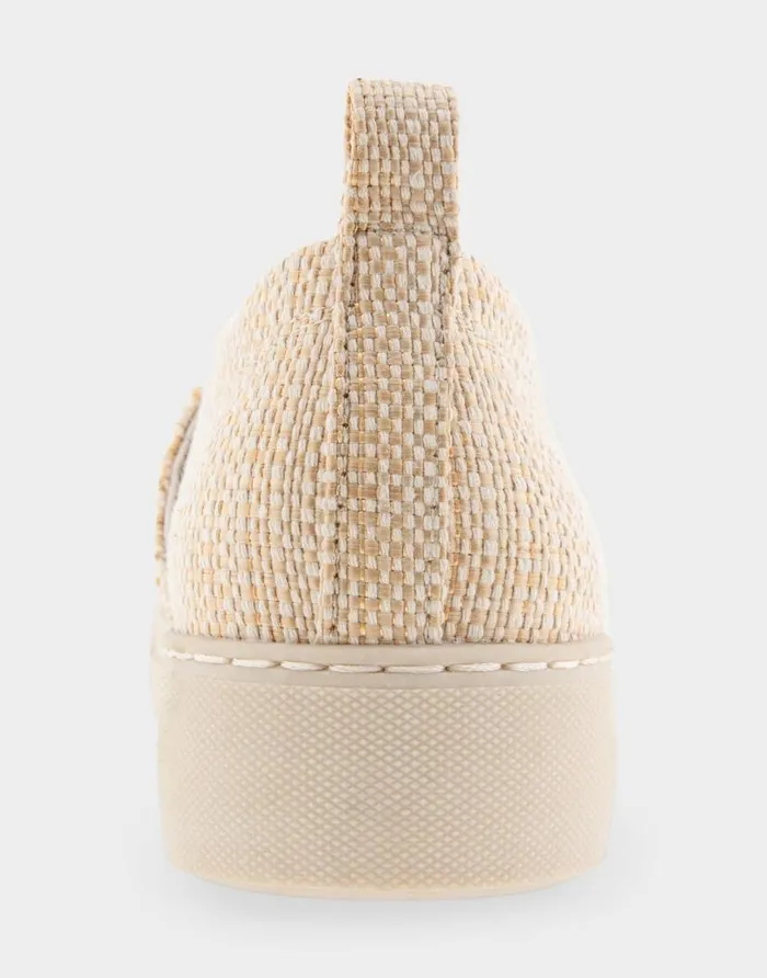 Aerosoles Comfortable Women039s Slip On Hidden Wedge Sneaker In Sand Raffia Combo Raffia Fabric Sand Raffia Combo Women Clogs and Mules