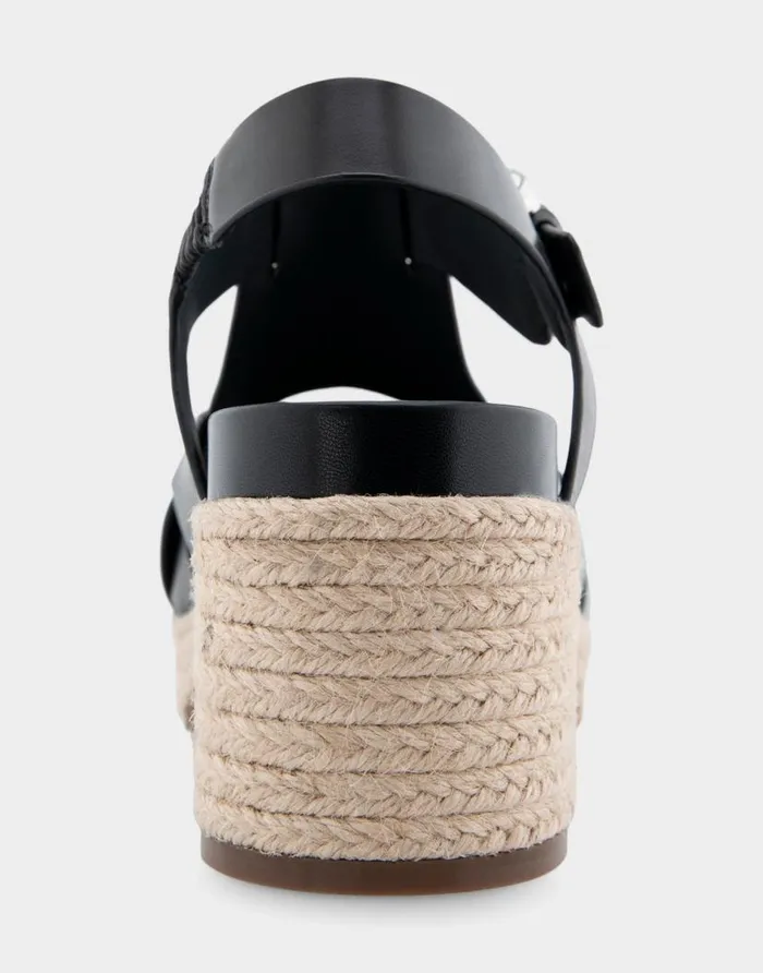 Aerosoles Comfortable Women039s Strappy Molded Footbed Platform Sandal In Black Leather Black Leather Women Platforms