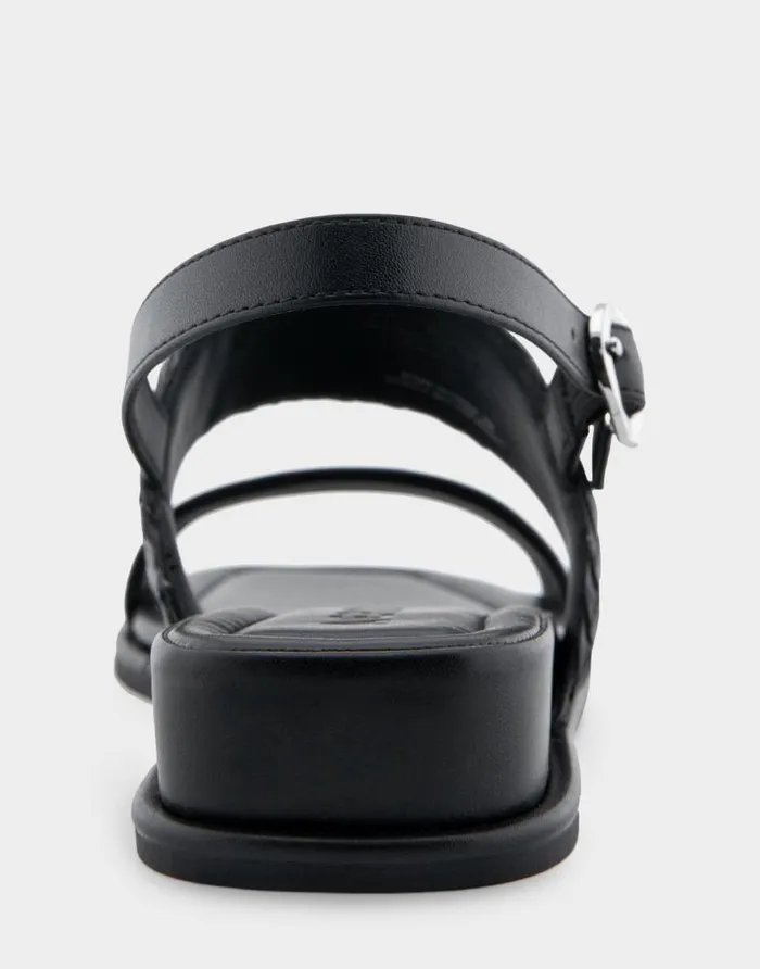 Aerosoles Comfortable Women039s Two Piece Back Strap Mini Wedge Sandal In Black Faux Leather Black Faux Leather Women Clogs and Mules