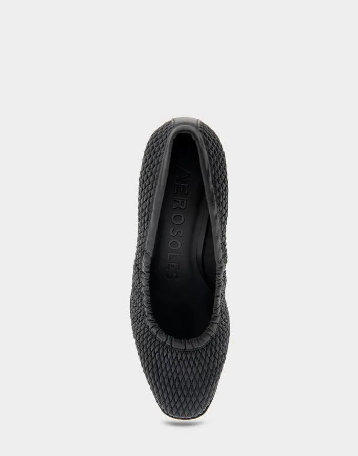 Aerosoles Comfortable Women039s Wedge Pump In Black Faux Leather Black Quilted Faux Leather Women Pumps
