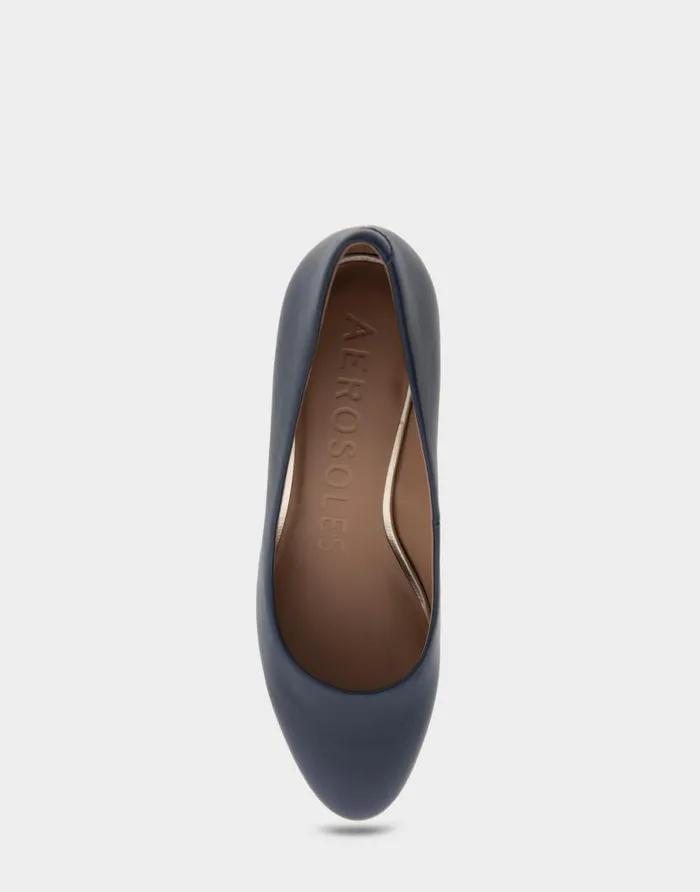 Aerosoles Comfortable Women039s Wedge Pump In Navy Genuine Leather Navy Genuine Leather Women Wedges